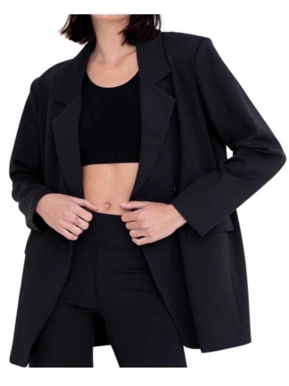 MONO B in a pinch oversized jacquard stripe blazer in black size medium office